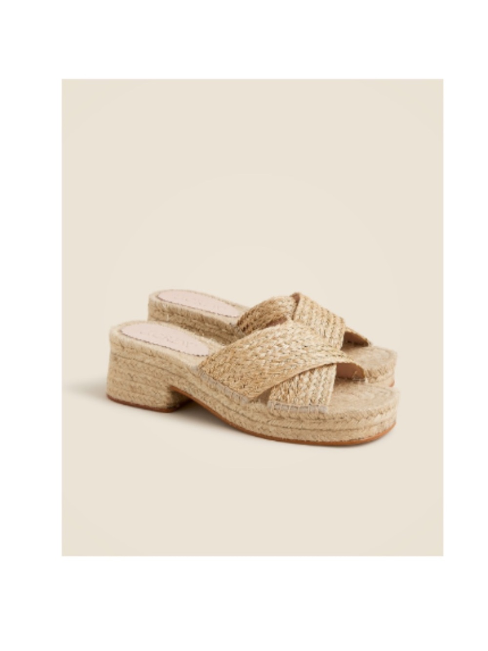 J. Crew Natural Straw Woven Two-Strap Espadrille Platform Sandal